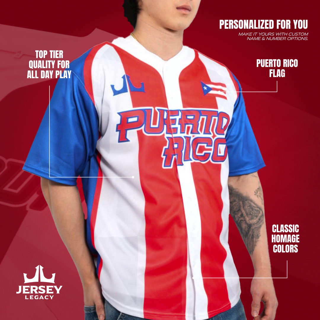 Puerto Rico Custom Baseball Jersey